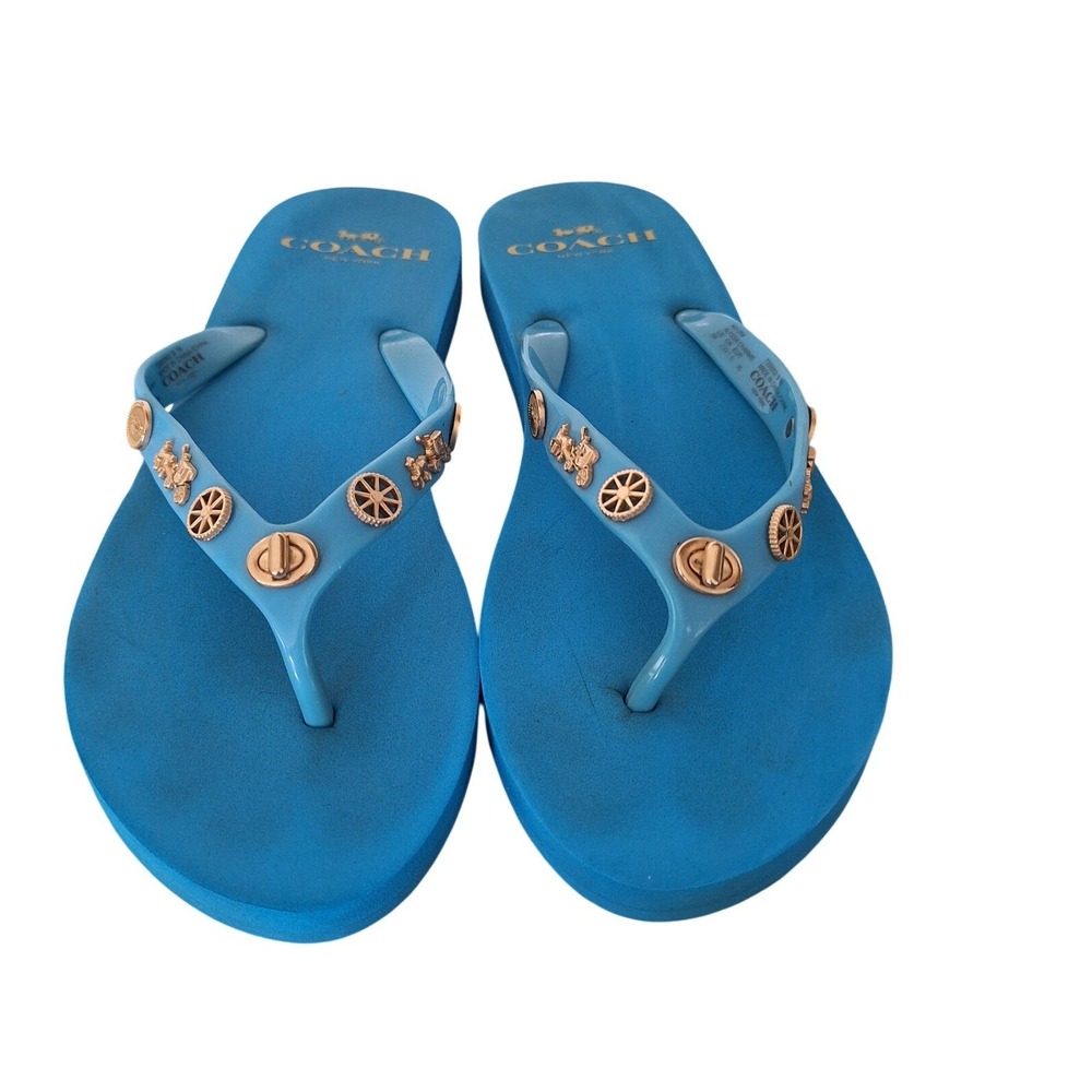Coach alyssa blue sharm flip flop sandals size 6B